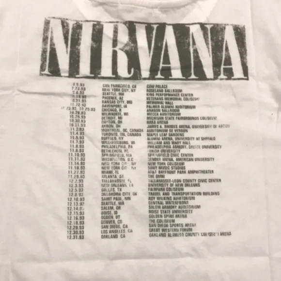 SOLD OUT White Nirvana Vintage Concert Band Graphic Tee - Picture 7 of 7